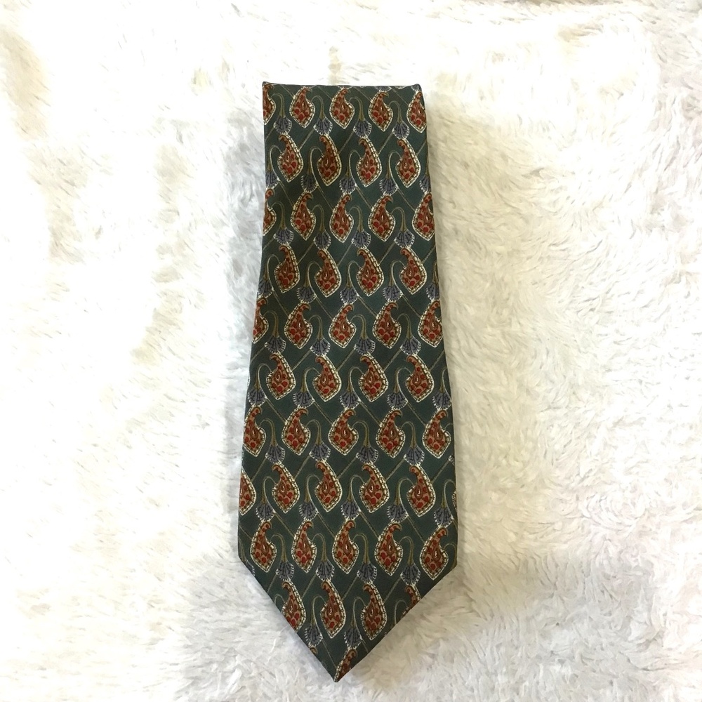 VTG Lands End Men Necktie Paisley Classic 90s Made USA Casual Career Formal